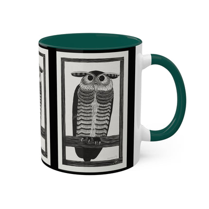 Horned Owl by Samuel Jessurun de Mesquita Colorful Mugs, 11oz