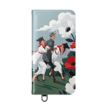 🌺🎩 The Ladies Of The Scarlet Garden Flip Case – Art Deco Floral Adventure