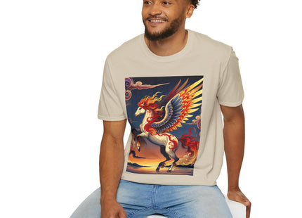 Flame-Winged Horse at Sunset Unisex Softstyle T-Shirt