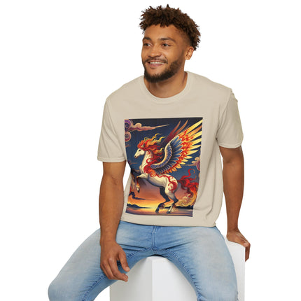 Flame-Winged Horse at Sunset Softstyle T-Shirt