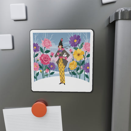 🐇🌸 The Lady With The White Rabbit Die-Cut Magnets – Art Deco Floral Whimsy