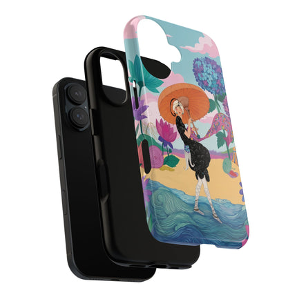 🌊☂️ The Lady Of The Flowered Seashore Phone Case – Art Deco Seaside Fashion