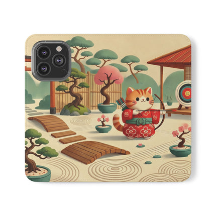 🏹🌸 Archer Kitten in the Zen Garden Flip Case – Focus, Whimsy & Zen Balance
