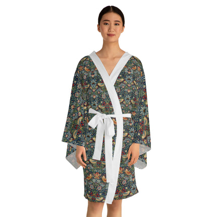 Strawberry Thief by William Morris Long Sleeve Kimono Robe (AOP)