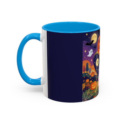 🎃🐈‍⬛ The Pumpkin Moon Embrace Colorful Mug – Whimsical Halloween Charm