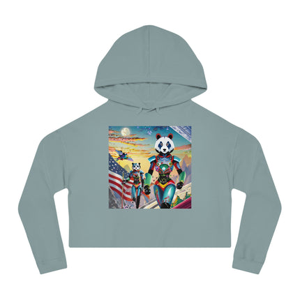 Cyber Punk Robots Cropped Hooded Sweatshirt
