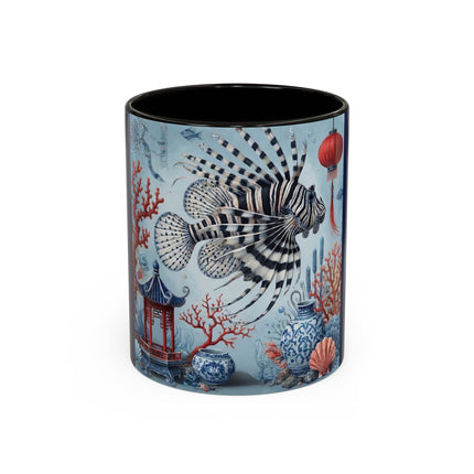 Lionfish & Lantern Colorful Mug – Mystical Ocean & Asian Harmony