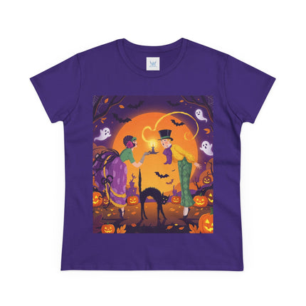 🎃🕯️ The Midnight Halloween Greeting Cotton Tee – Vintage Halloween Charm