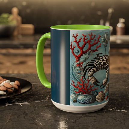 Spotted Crab & Pagoda Colorful Mug – Mystical Ocean & Asian Harmony