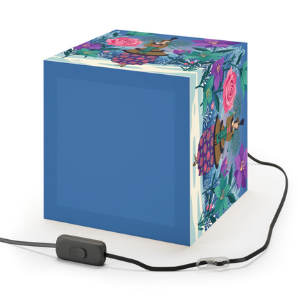 🌹❄️ The Holly Rose Of Winter Light Cube Lamp – Art Deco Christmas Garden