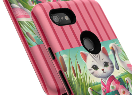 Geisha Kitten Strolls Among the Spoonbills Phone Cases