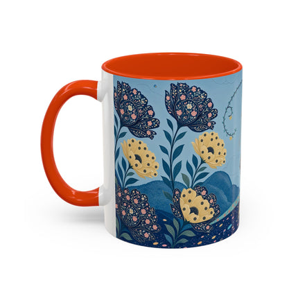 🌼🦋 The Enchanted Butterfly Garden Promenade Colorful Mug – Art Deco Floral Whimsy