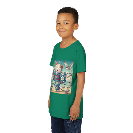 Geisha Kitten by the Seaside Youth Short Sleeve Tee