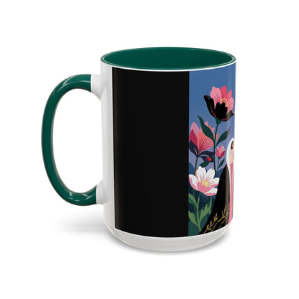 🌹🎄 The Lady Of The Candlelit Rose Tree Colorful Mug – Art Deco Christmas Garden