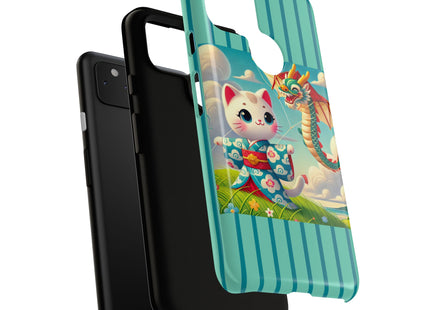 Geisha Kitten and the Dragon Kite Phone Cases