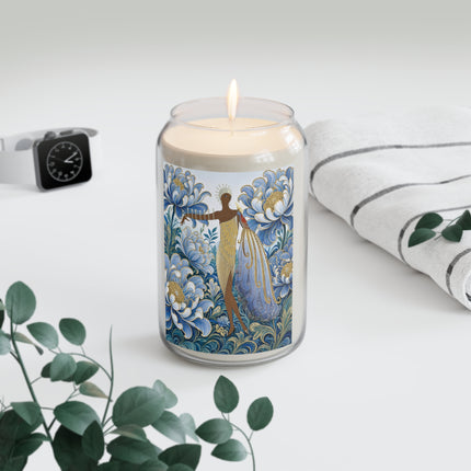 💙✨ The Lady Of The Gilded Blue Blossom Garden Scented Soy Candle – Art Deco Floral Elegance