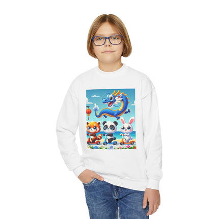 Seaside Scooter Friends Youth Crewneck Sweatshirt – Coastal Fun, Friendship & Playful Adventure