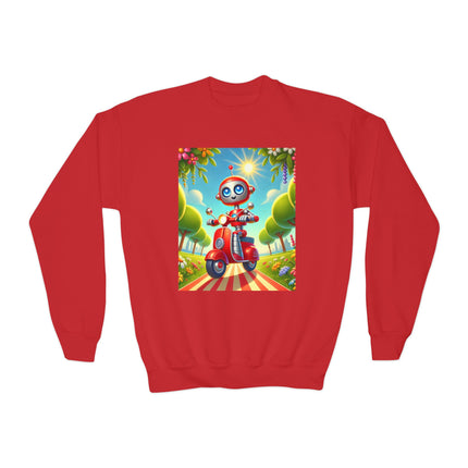 The Traveling Robot Youth Crewneck Sweatshirt – Adventure, Curiosity & Playful Discovery