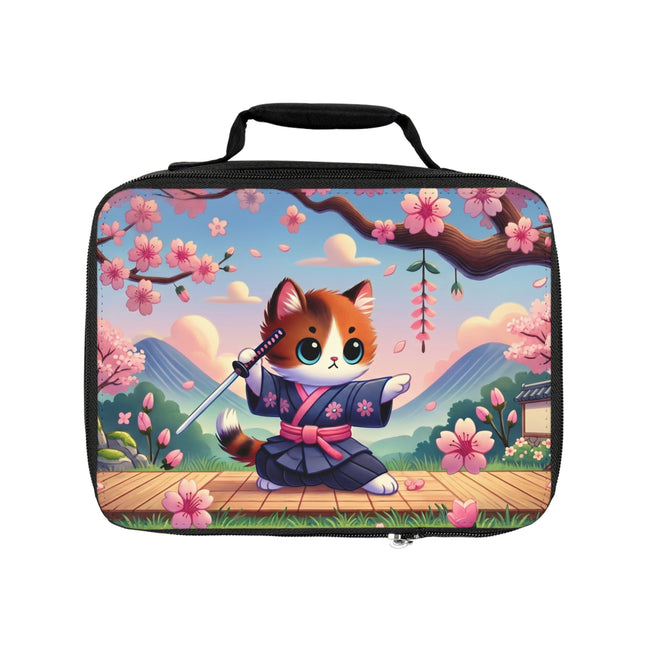 Samurai Kitten Lunch Bag – Discipline, Grace & Cherry Blossom Strength