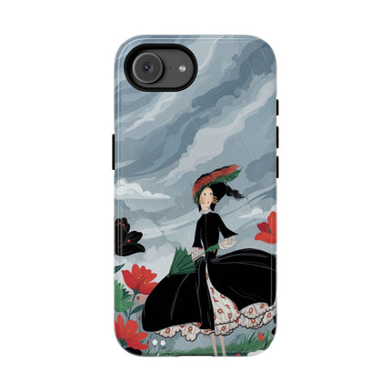 🌧️🌺 The Stormy Flower Walk Phone Case – Art Deco Floral Fashion