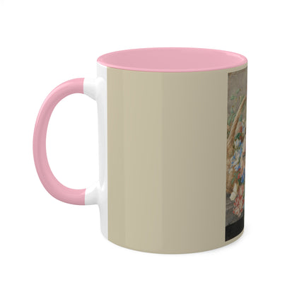 A Basket with Flowers by Herman Henstenburgh Colorful Mugs, 11oz