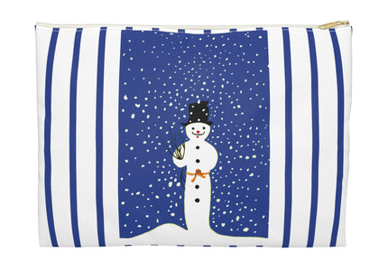 Snowman in Falling Snow Accessory Pouch
