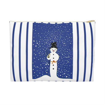 Snowman in Falling Snow Accessory Pouch