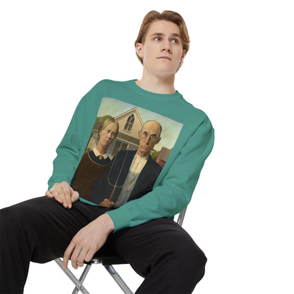 American Gothic by Grant Wood Unisex Garment-Dyed Sweatshirt