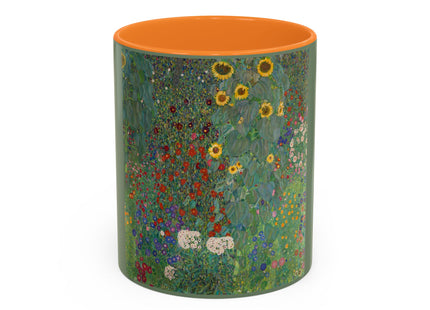 Farm Garden with Sunflowers by Gustav Klimt Colorful Mugs (11oz, 15oz)