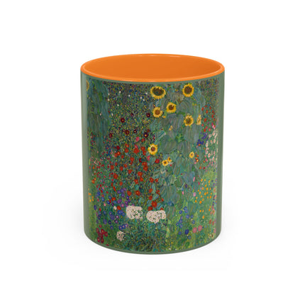 Farm Garden with Sunflowers by Gustav Klimt Colorful Mugs (11oz, 15oz)