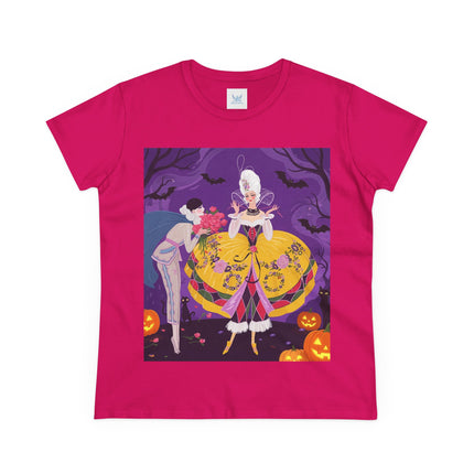 🎭🌹 The Harlequin Rose Masquerade Cotton Tee – Theatrical Halloween Romance