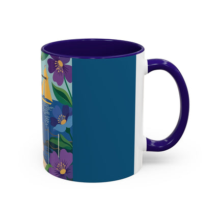 The Lady Of The Golden Horizon Colorful Mugs – Art Deco Coastal Elegance