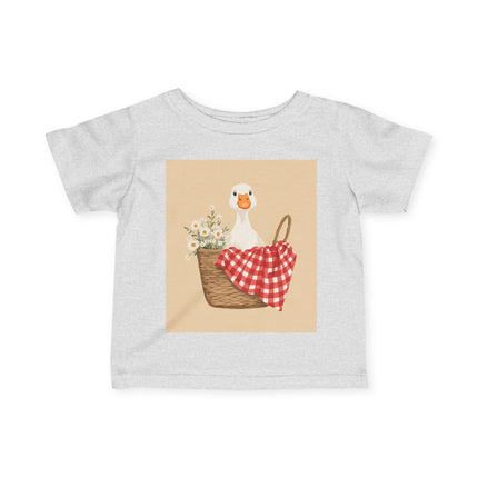 🦆🌼 The Little Daisy Basket Duckling Infant Fine Jersey Tee – Whimsical Woodland Charm