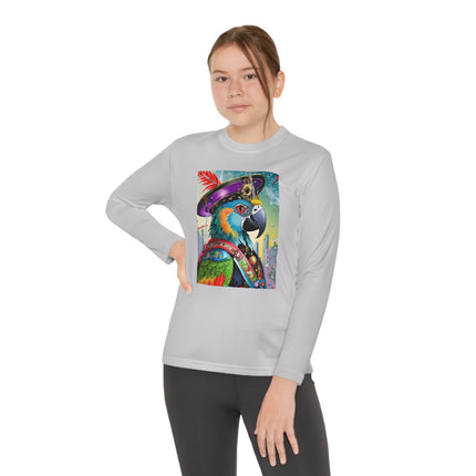 Tech Plumes Youth Long Sleeve Competitor Tee – Neon Wings & Cyberpunk Adventure