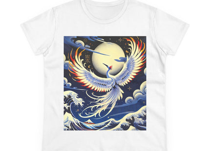 Majestic White Crane Women's Midweight Cotton Tee