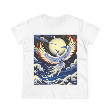 Majestic White Crane Cotton Tee