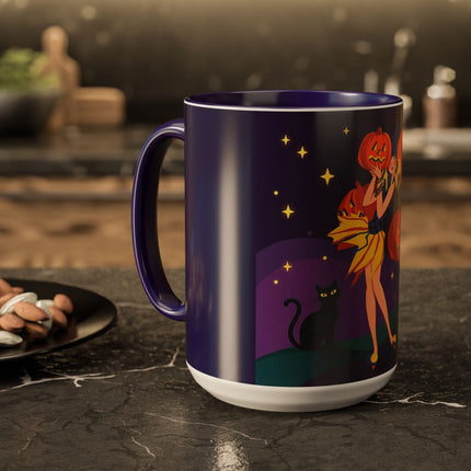 🎃🕯️ Moonlit Pumpkin Masquerade Colorful Mug – Whimsical Halloween Charm