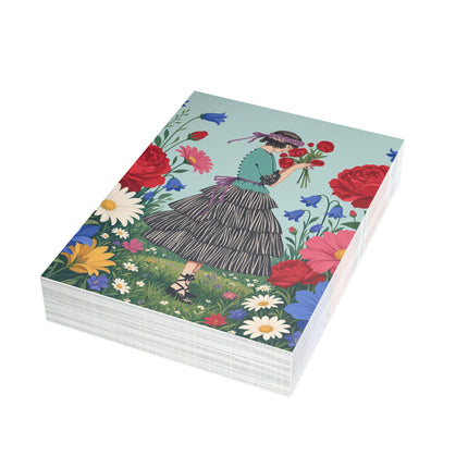 🌹💙 The Rose Bouquet Promenade Postcards With Envelopes – Art Deco Floral Whimsy