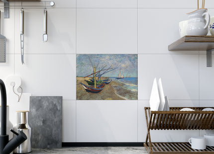 Fishing Boats on the Beach at Saintes-Maries by Vincent Van Gogh Ceramic Tile