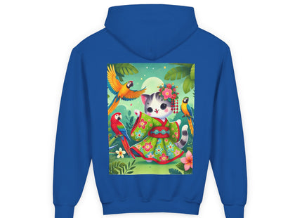 Parrot Dance of the Geisha Kitten Youth Heavy Blend Hooded Sweatshirt