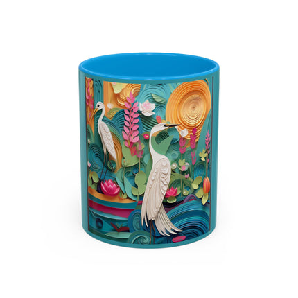 Elegant Egret Oasis Colorful Mugs (11oz, 15oz)