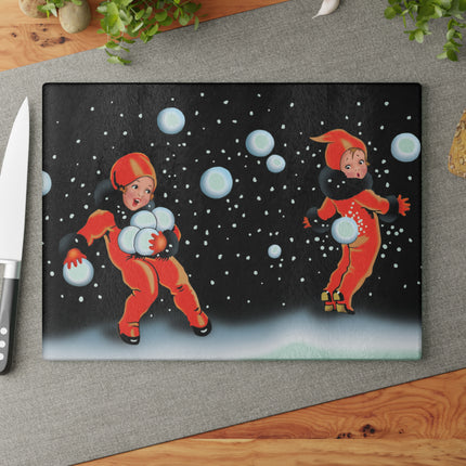 A Festive Snowball Glass Cutting Board