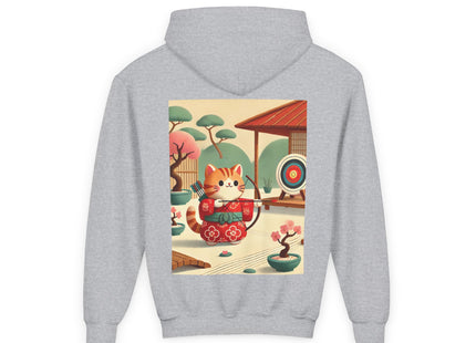 Archer Kitten in the Zen Garden Youth Heavy Blend Hooded Sweatshirt