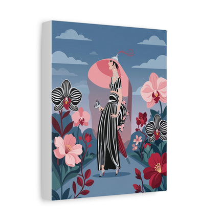 🌸🖤 The Striped Orchid Promenade Placemat – Art Deco Floral Fashion