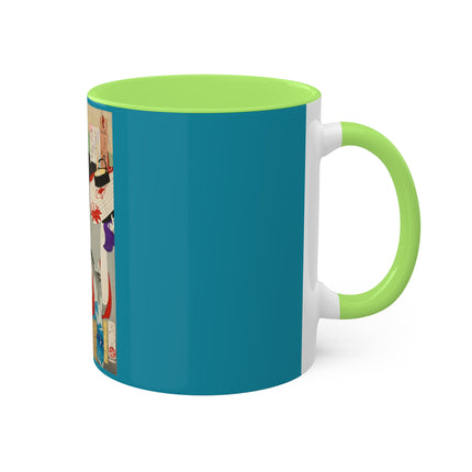 Looking Observant; The Appearance of a Kyoto Waitress of the Meiji Era by Tsukioka Yoshitoshi Colorful Mugs, 11oz