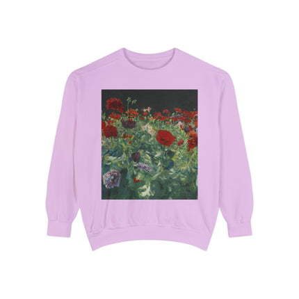 Poppies (A Study of Poppies for Carnation, Lily, Lily, Rose) by John Singer Sargent Unisex Garment-Dyed Sweatshirt