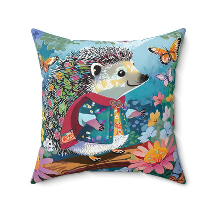 Cute Hedgehog Spun Polyester Square Pillow
