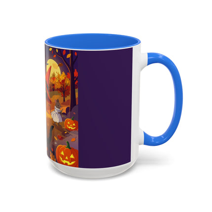 🐈‍⬛🎻 The Black Cat's Moonlit Melody Colorful Mug – Whimsical Halloween Music