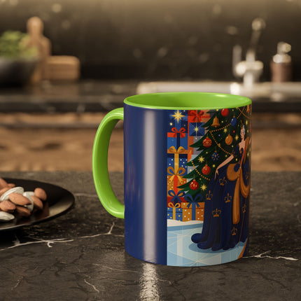 👑🎄 The Christmas Queen Of Golden Bells Colorful Mug – Art Deco Holiday Elegance
