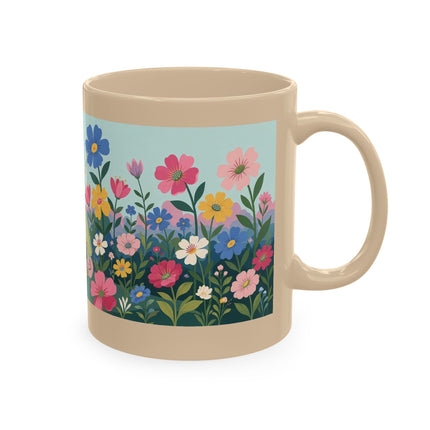 🌼🪭 The Lady Of The Grand Flower Garden Ceramic Mug – Art Deco Garden Whimsy